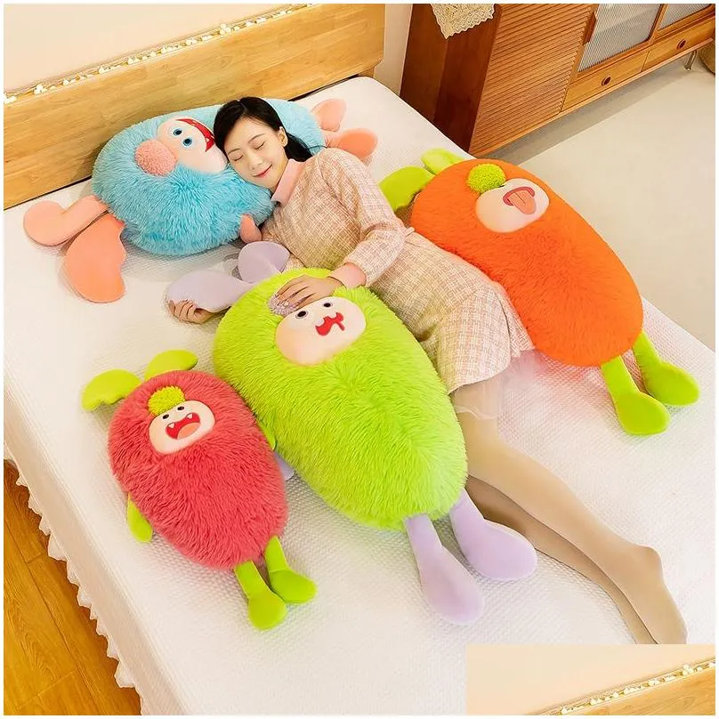 2024 new cute dopamine monster carrot plush toy pillow girl sleeping comfort doll big doll wholesale