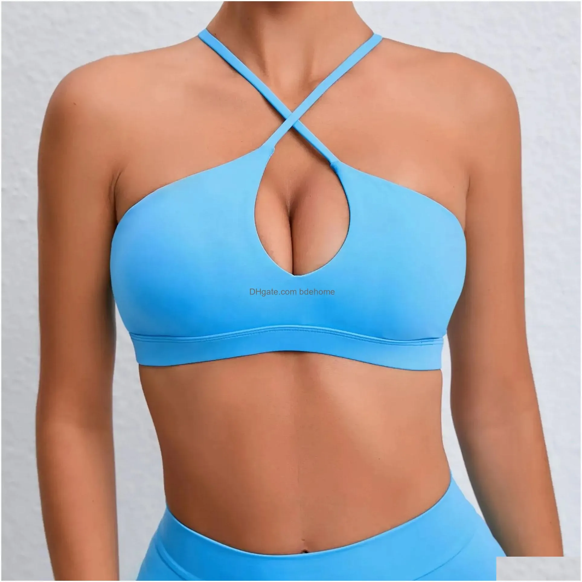 Bikinis Set Bras Bra Sport For Women Gym Breathable Y Shockproof Back Sports Top Athletic Fitness Running Vest Tops Sportswear Yoga Cl Dh9Be