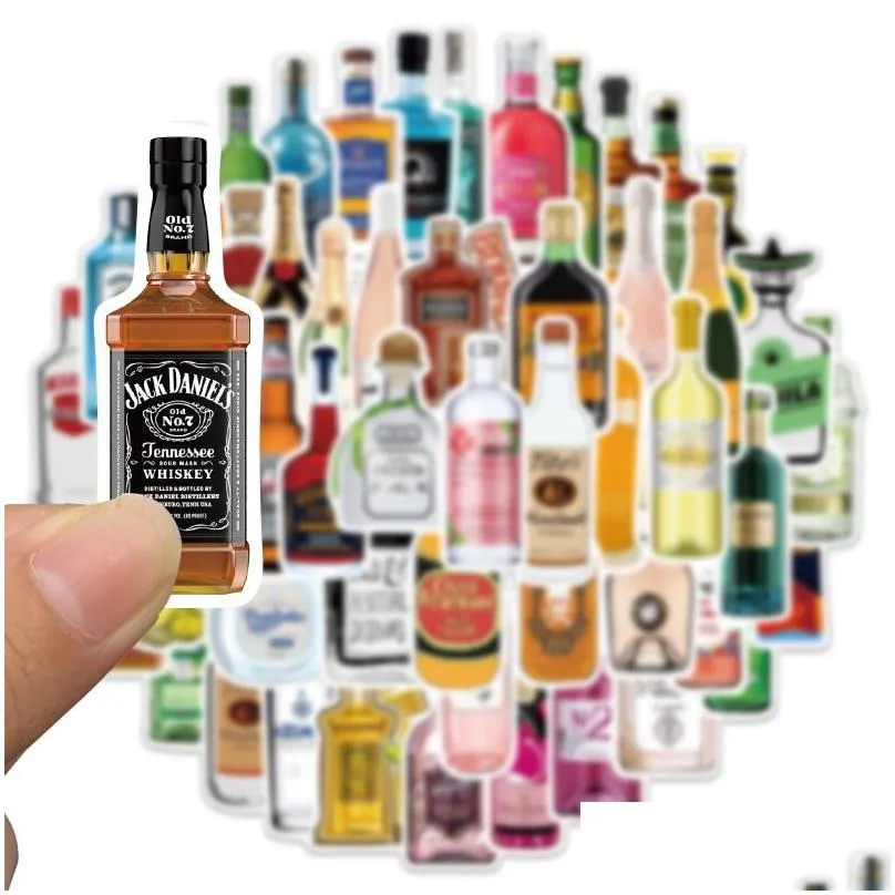 50pcs/lot funny cartoon beer champagne sticker alcohol bottle graffiti stickers for skateboard laptop luggage fridge phone car styling decal