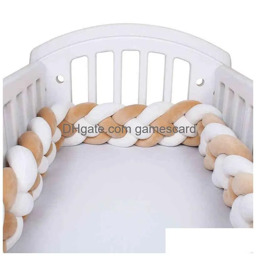 Bed Rails 12Cm Height Baby Bed Bumper Knot Cushion For Boys Girls Four Braid Cot Crib Protector Cuna Para Bebe Room Decor Aa220326 Dro Dh90J