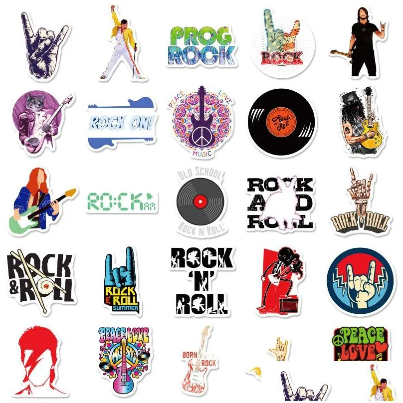 50pcs/lot retro rock band music punk graffiti stickers guitar skateboard laptop luggage motorcycle diy decal stickers