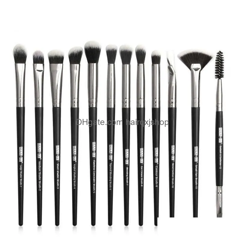 Makeup Brushes New 12 Pcs/Lot Makeup Brushes Set Cosmetic Eye Shadow Eyebrow Eyelash Eyeliner Portable Brush Juego De Brochas Para Dro Dhubq