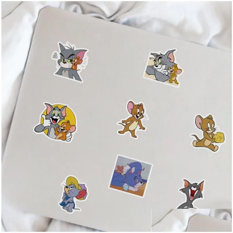 50pcs/lot tom and jerry sticker cats and mouse 90s art print home decor wall notebook phone luggage laptop bicycle scrapbooking album decals