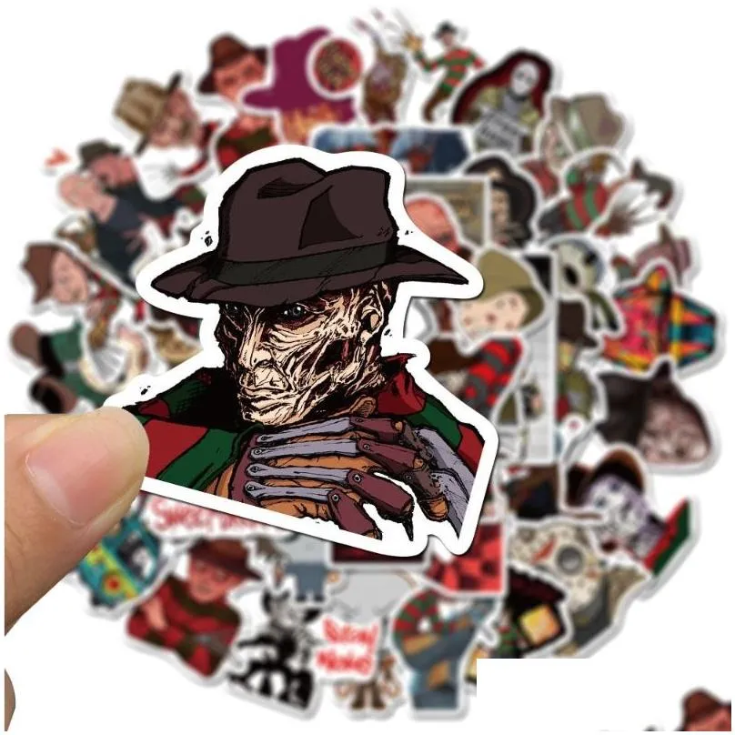 50pcs/lot horror movies michael myers friday the 13th sticker freddy krueger stickers graffiti kids toy skateboard phone laptop luggage sticker