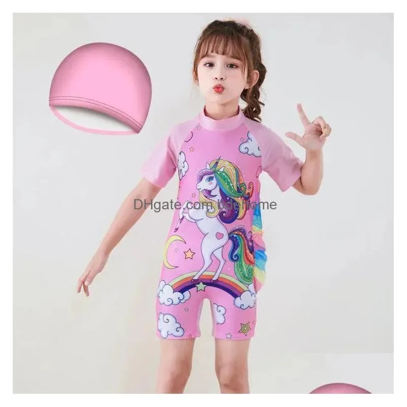 Bikinis Set Set Princess Kids Summer Bathing Suit Girls Swimsuit Babys Swimwear Short Sleeve Shorts For Childrens Separate New Drop De Dhgmo