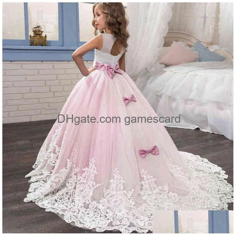 Girl`S Dresses 2022 Summer Girls Dress Long Bridesmaid Kids Dresses For Children Princess Party Wedding 3 10 12 Years Vestido Drop Del Dhhqv