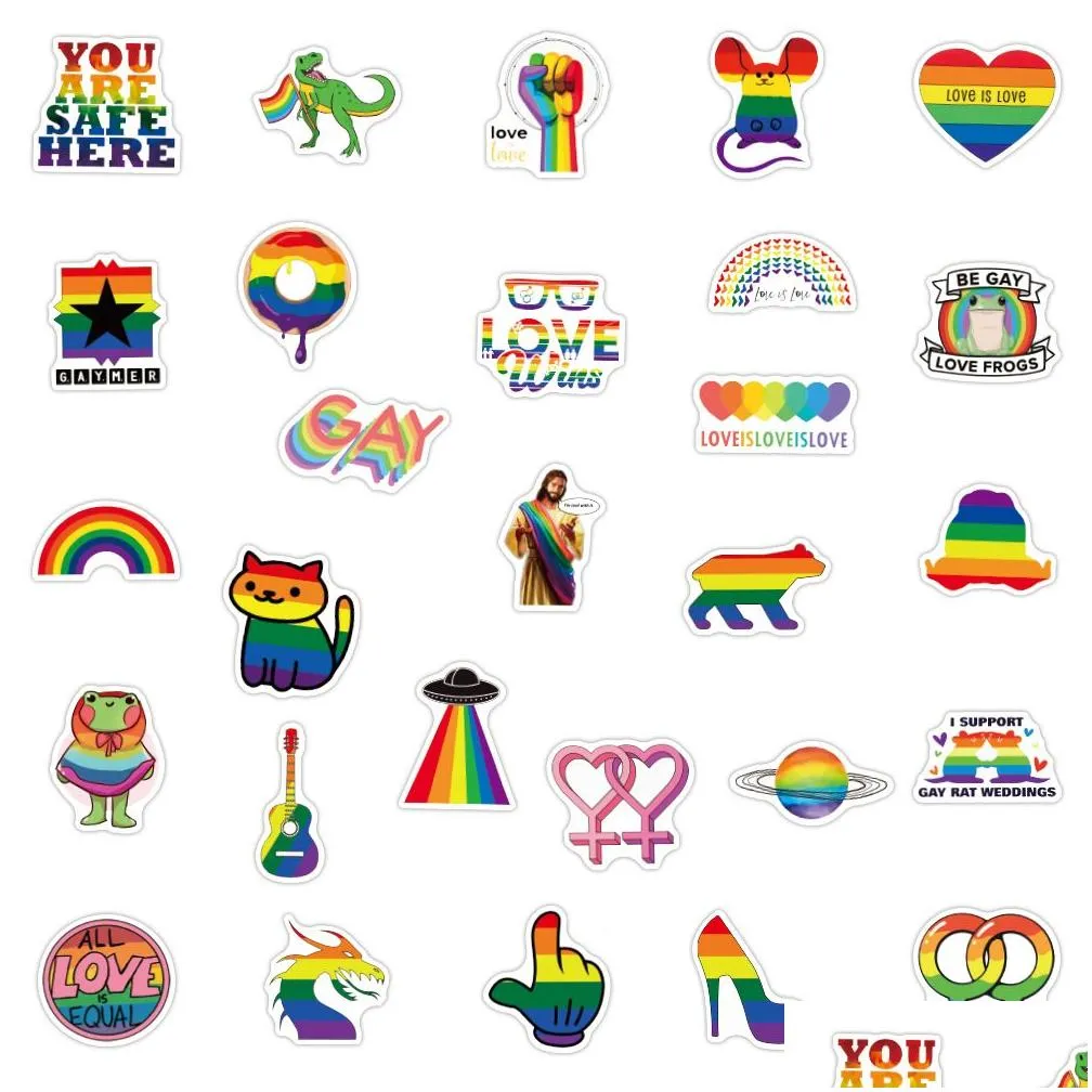 50pcs gay pride stickers lgbtq graffiti kids toy skateboard car motorcycle bicycle sticker decals wholesale