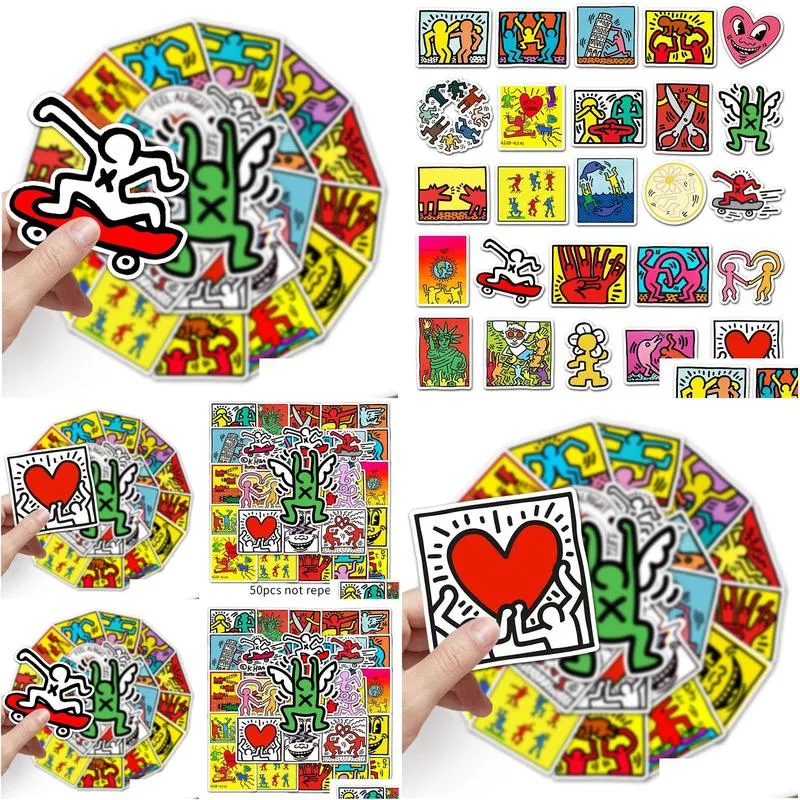 50pcs keith haring waterproof sticker for decal laptop motorcycle luggage snowboard car graffiti stickers decal decoration