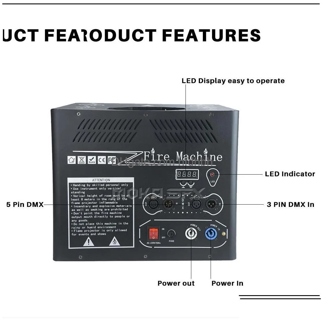 4 heads big flame machine spray 6 meters dmx fire projector with first safe channel stage and anti tipping device fire launcher for stage performance effect