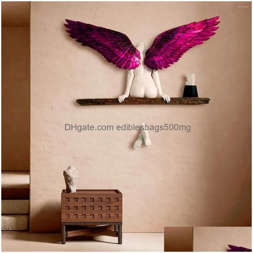 wall stickers 30cm angel art sculpture decoration 3d statue living room bedroom home decor garden artwork wings