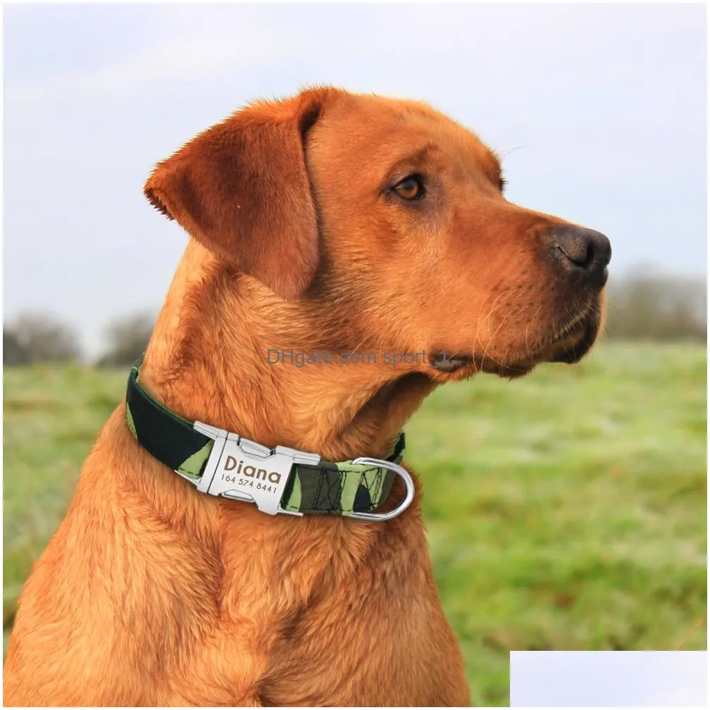 dog collars leashes collar nylon personalized custom id tag collar engraved nameplate pet cat antilost for small medium large2033