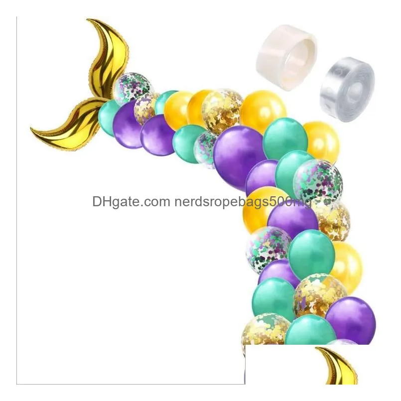 Party Decoration Mermaid Tail Balloon Set Under The Sea Theme Party Birthday Decoration Garland Arch Kit Pography Backdrop Drop Delive Dh8Fw