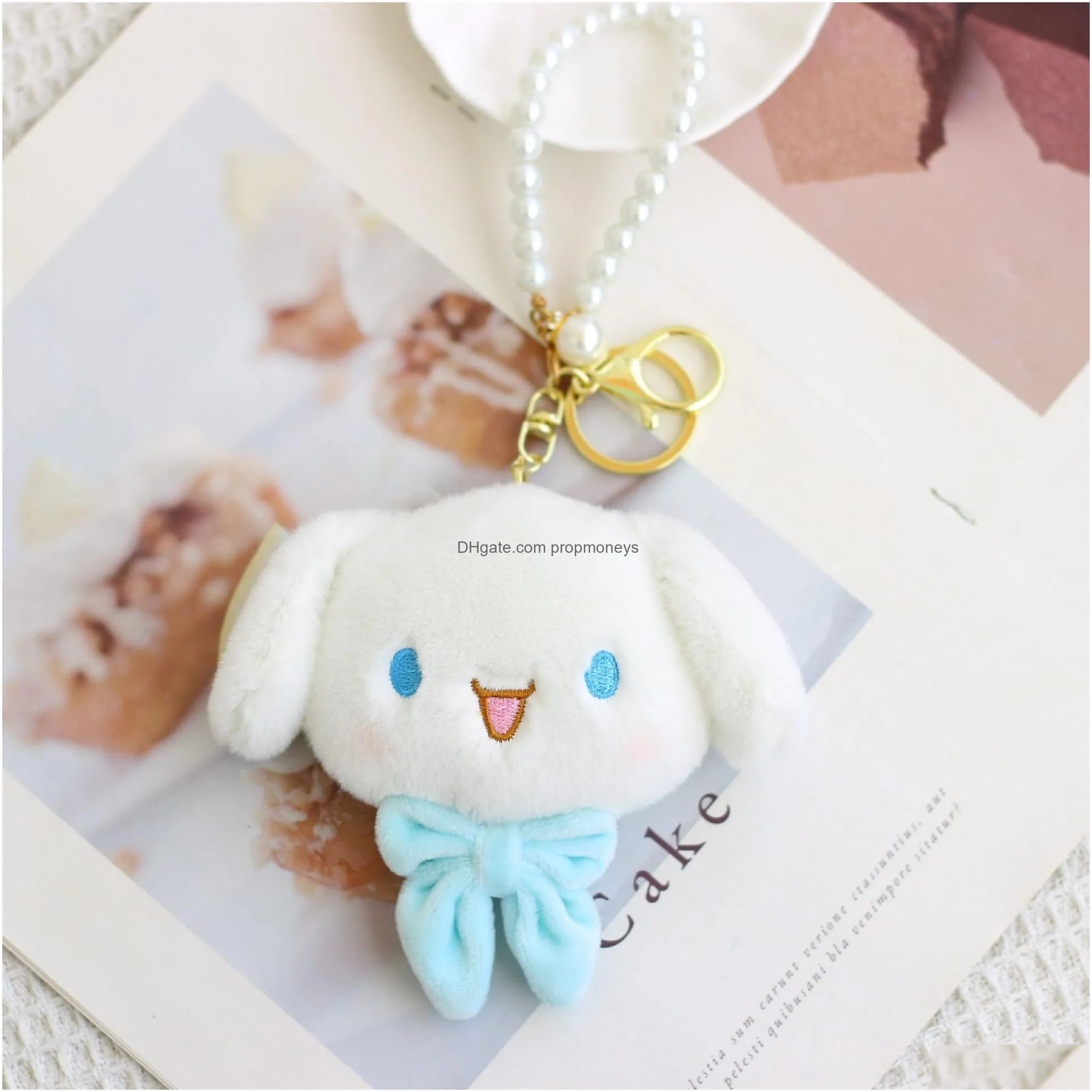 Stuffed & Plush Animals Cute Japanese Pearl Bow Jade Pudding Dog Little Devil Kuromi Big Eared Key Chain Pendant Doll Drop Delivery To Dhwna
