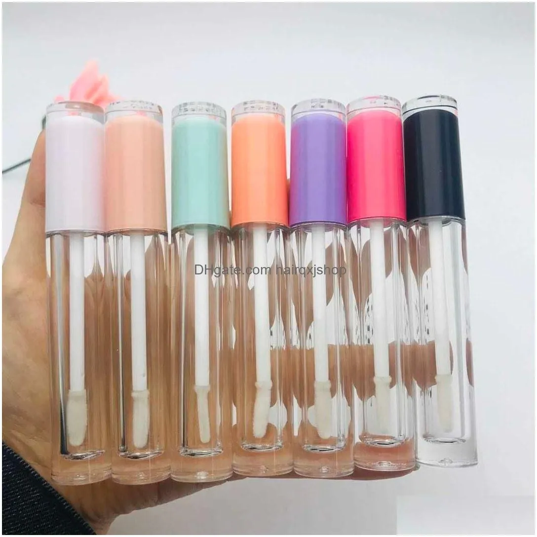 Refillable Compacts 5Ml Empty Lip Gloss Bottle Pink Cap Diy Plastic Lipgloss Tube Beauty Cosmetic Packing Container Botella De Brillo Dhz4P