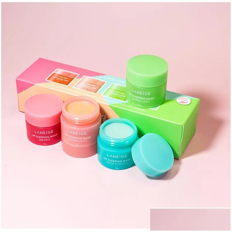 lip gloss korea sleeping mask mini kit 4 scented collection 8g 4pcs nutritious moisturizing balm 230703