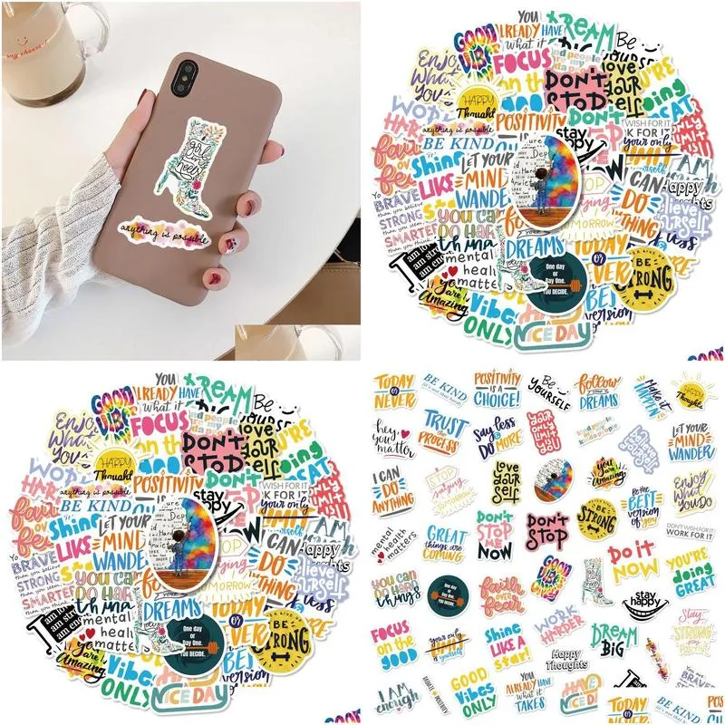 50pcs/lot motivational stickers inspirational teachers students teens employees vinyl waterproof durable laptop sticker decals for