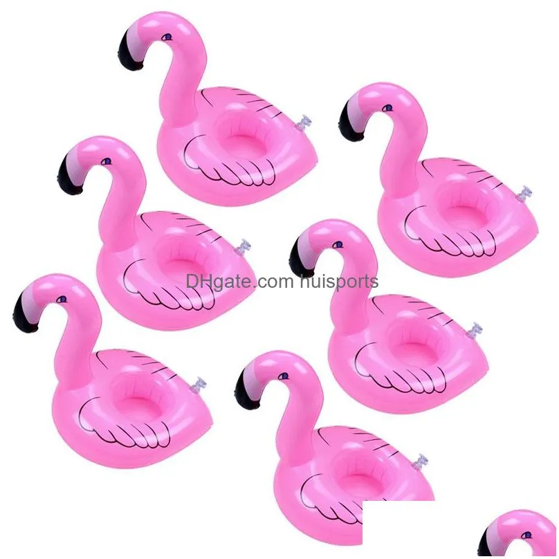 inflatable flamingo drinks cup holder pool floats bar coasters floatation devices children bath toy9093974