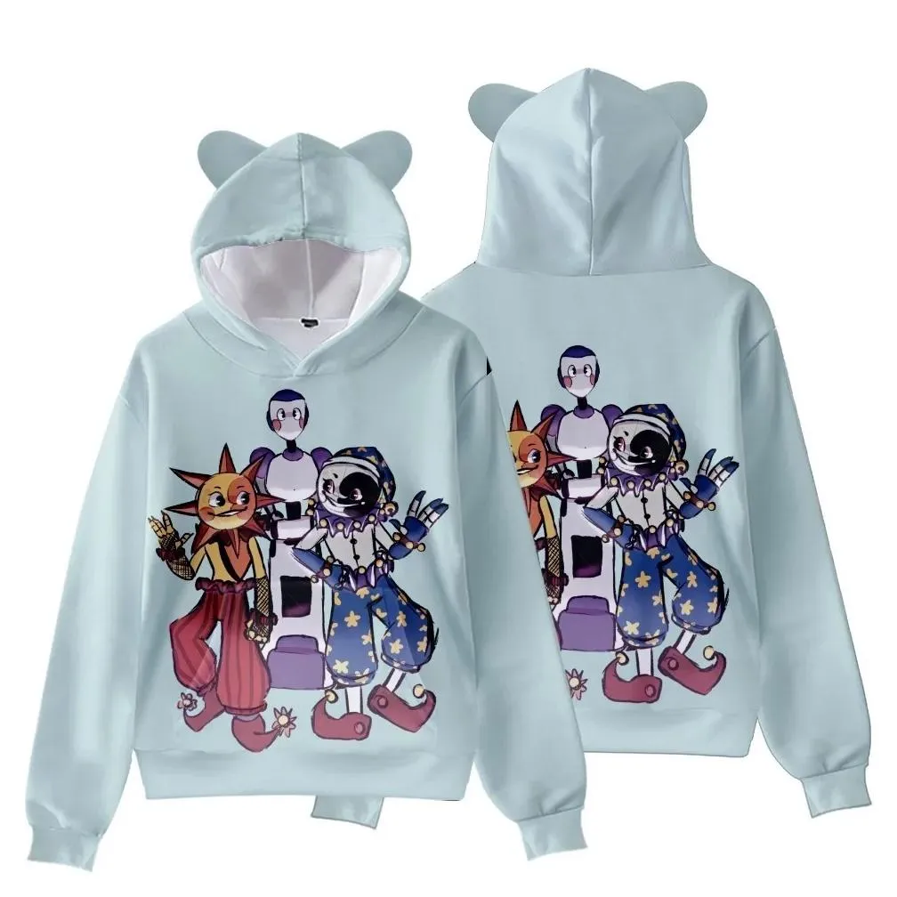 hoodies sweatshirts fnaf sundrop moondrop pullover kids hoodie cat ears cartoon sweatshirt teens boys girls cosplay costume 230815