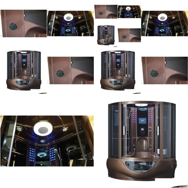 1500mmx1500mmx2150mm luxury steam shower enclosure mult-functional tv computer control wet coffe gold sauna room 082