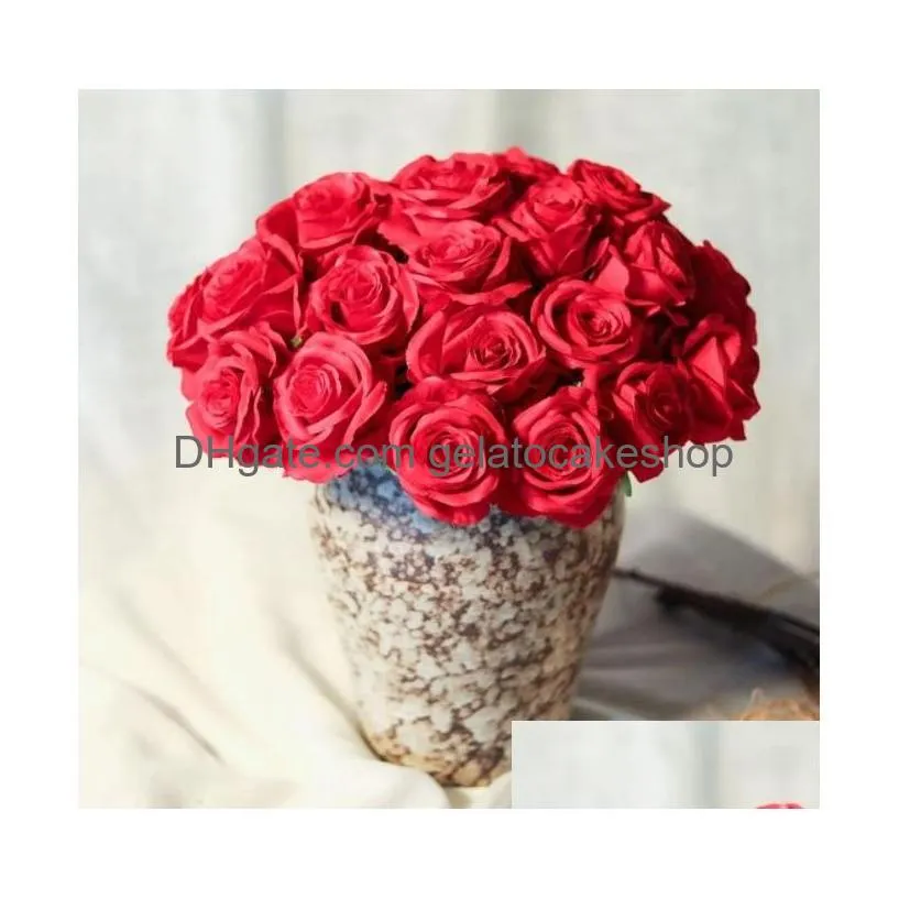 20 inch artificial rose flowers for valentines day roses real touch silk rose single fake flower long stem bouquets for home wedding party