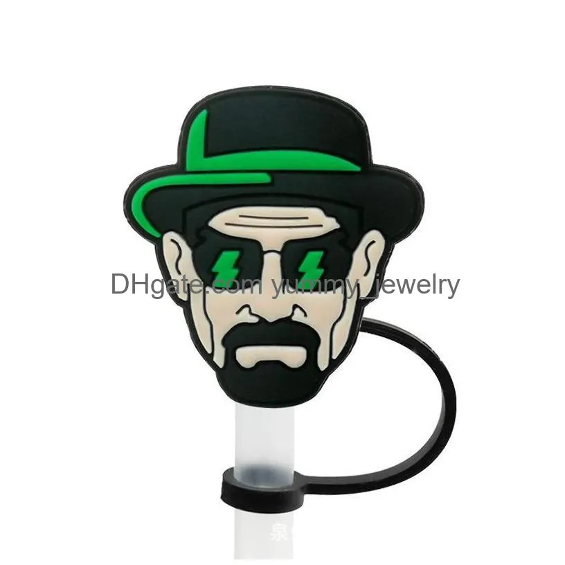 movie breaking bad silicone straw toppers accessories cover charms reusable splash proof drinking dust plug decorative 8mm straw party