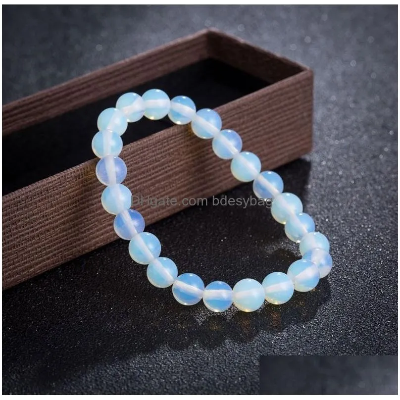 8mm Crystal Moonstone Strands Handmade Beaded Bracelets For Women Girl Men Adjustable Charm Yoga Jewelry Fashion Accessories