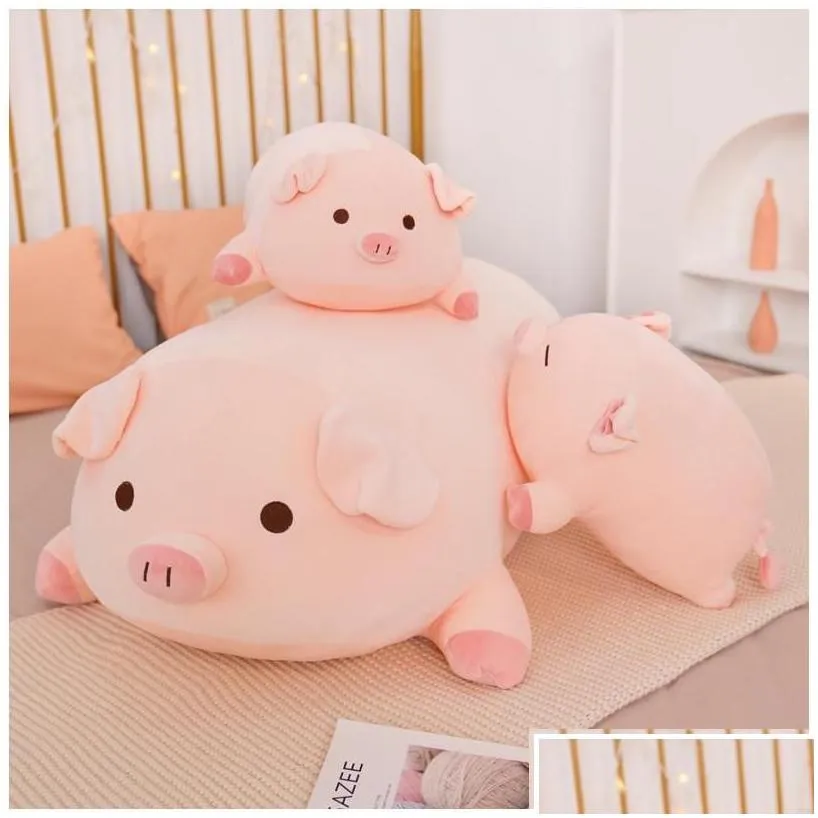 plush dolls 40/50/60/80cm squish pig stuffed doll lying piggy toy animal soft plushie pillow cushion kids baby comforting gift 22040