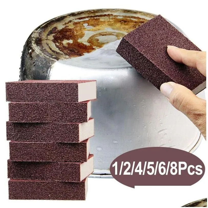 sponges scouring pads 10pcs magic sponge eraser carborundum removing rust cleaning brush descaling clean rub for cooktop pot kitch