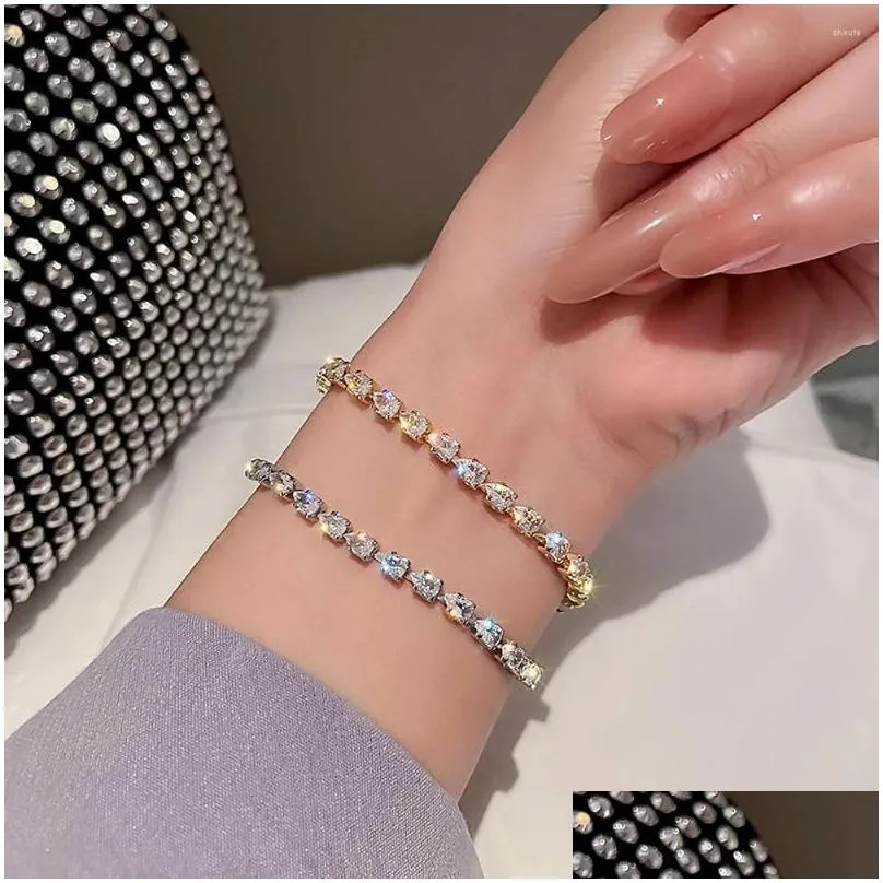 Charm Bracelets Korean Fashion Shiny Crystal Adjustable Bracelet Elegant Temperament Zircon Ball Party Rhinestone Women Bangle Jewelr Otopd