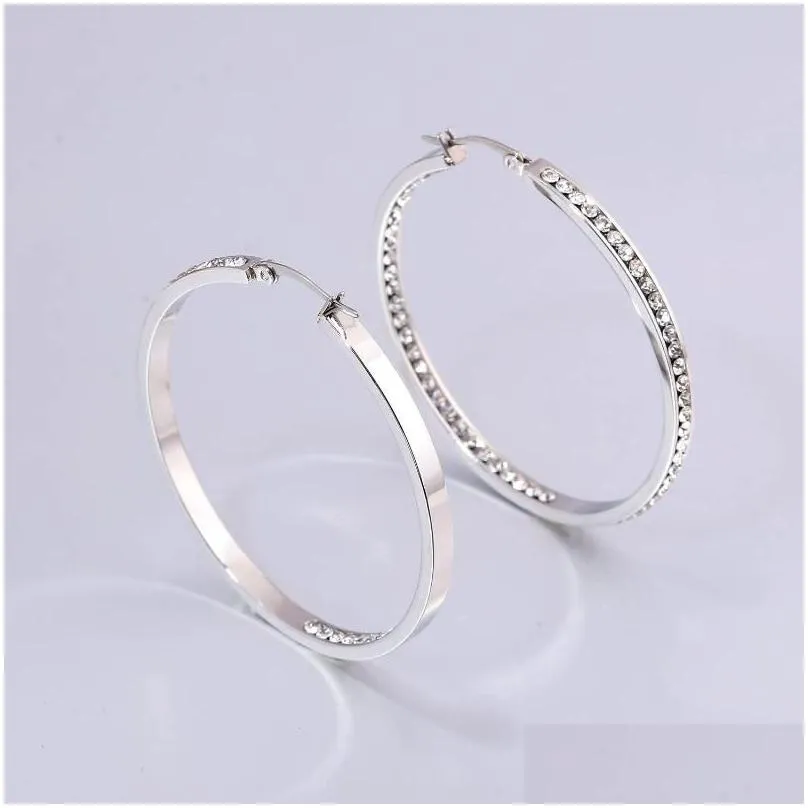 Hoop & Huggie Hoop Hie Crystal Stainless Steel Earring For Women Hypoallergenic Jewelry Sensitive Ears Large Big Earrings Drop Delive Otj5W