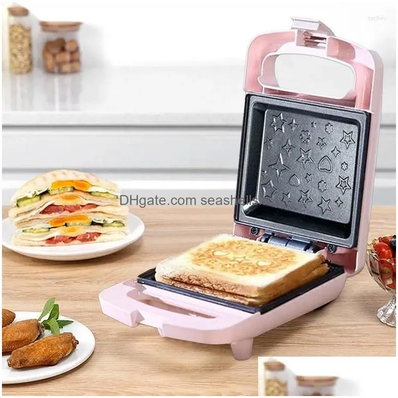 Other Bakeware Bakeware Tools 600W Double Sided Sandwich Maker Electric Heating Waffle Makers With Non Stick Plates Mti Function Grill Dh5Xc