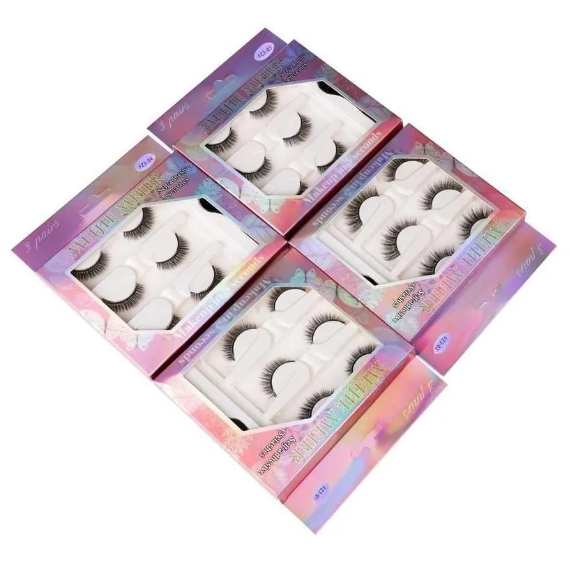 false eyelashes makeup 3d self adhesive lashes 3 pairs fake eyelash with tweezer extension handmade lash soft comfortable thick cros