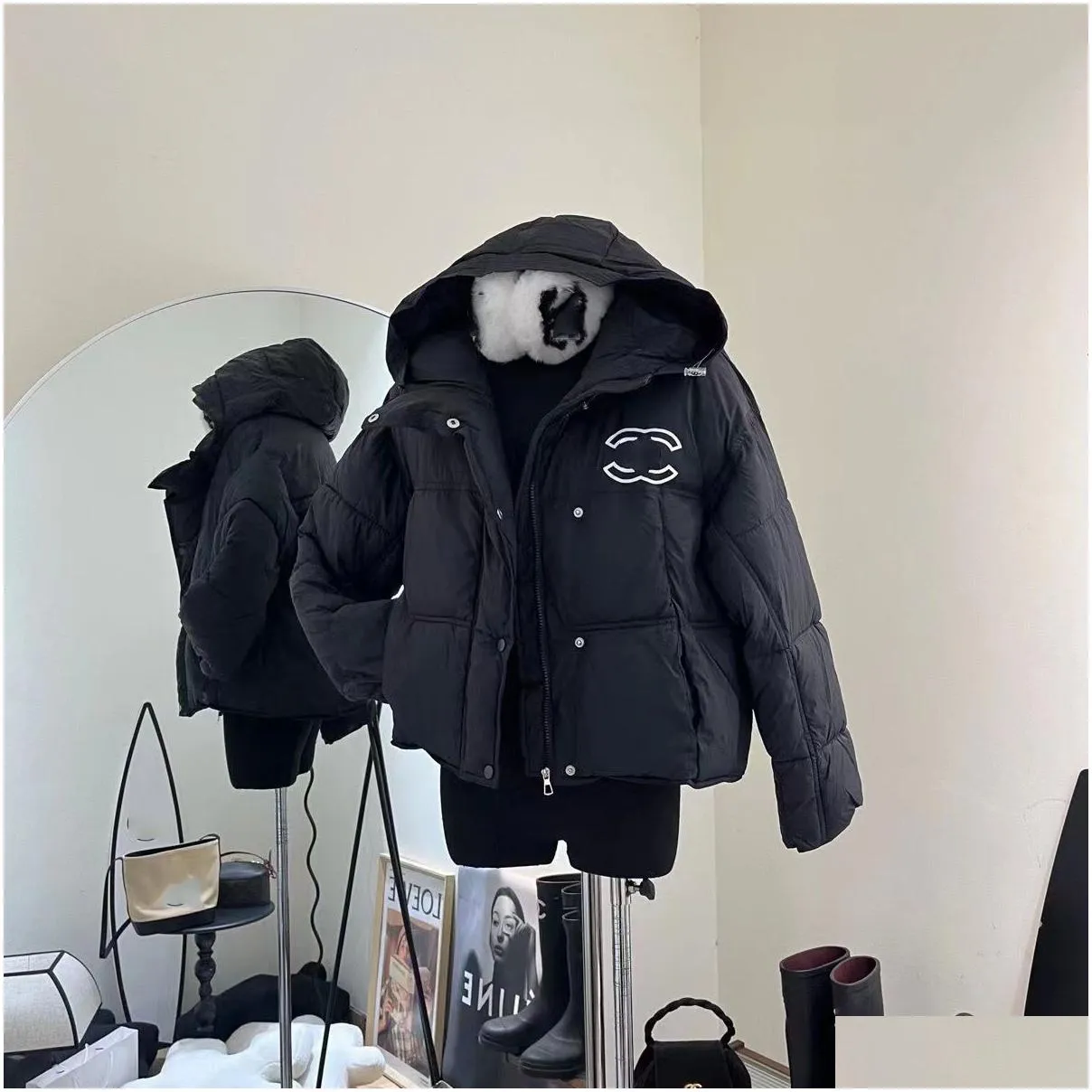 designer women`s autumn/winter small fragrance style high end hooded cotton coat women`s autumn/winter new small and loose short