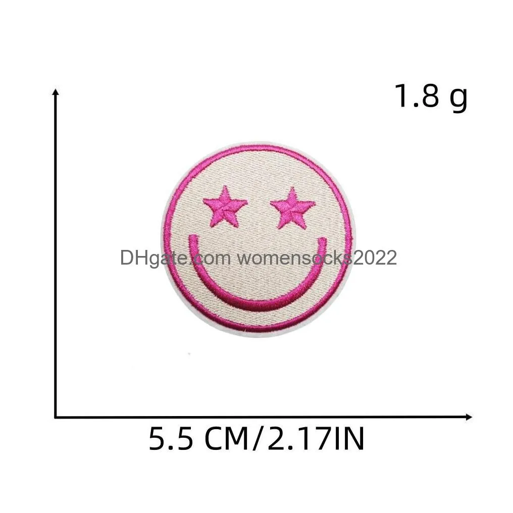 pink series iron ones assorted size smiley face sew on embroidered applique for diy clothes shirt hats arts craft sew