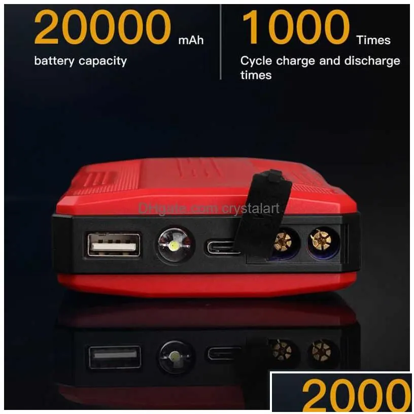 car jump starter power bank 20000mah booster emergency battery  12v starting device 400a/600a drop delivery dhsyw