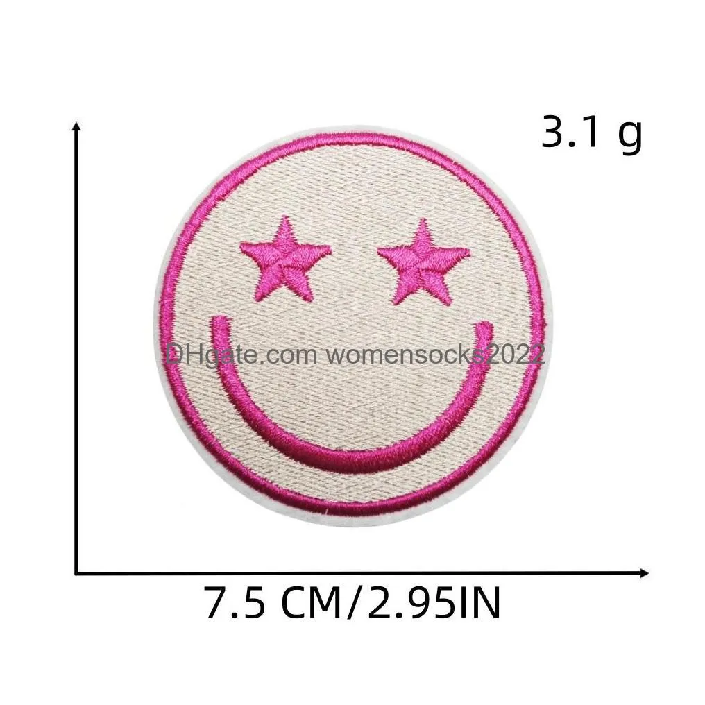 pink series iron ones assorted size smiley face sew on embroidered applique for diy clothes shirt hats arts craft sew