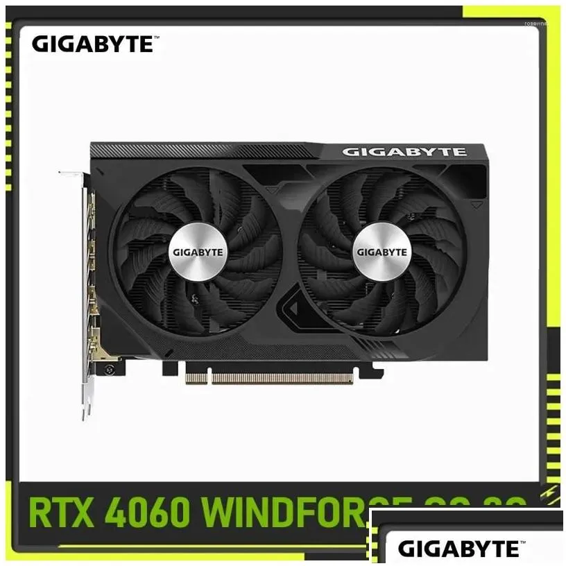 graphics cards gigabyte geforce rtx 4060 windforce oc 8g card 8gb 128-bit pci-e 4.0 gddr6 video double fans overlocking drop deliver