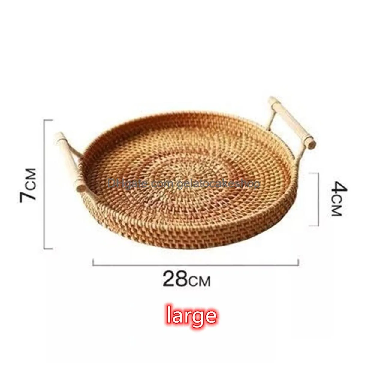 durable wicker serving tray round smooth edge multi-purpose enjoy refreshments wicker serving tray
