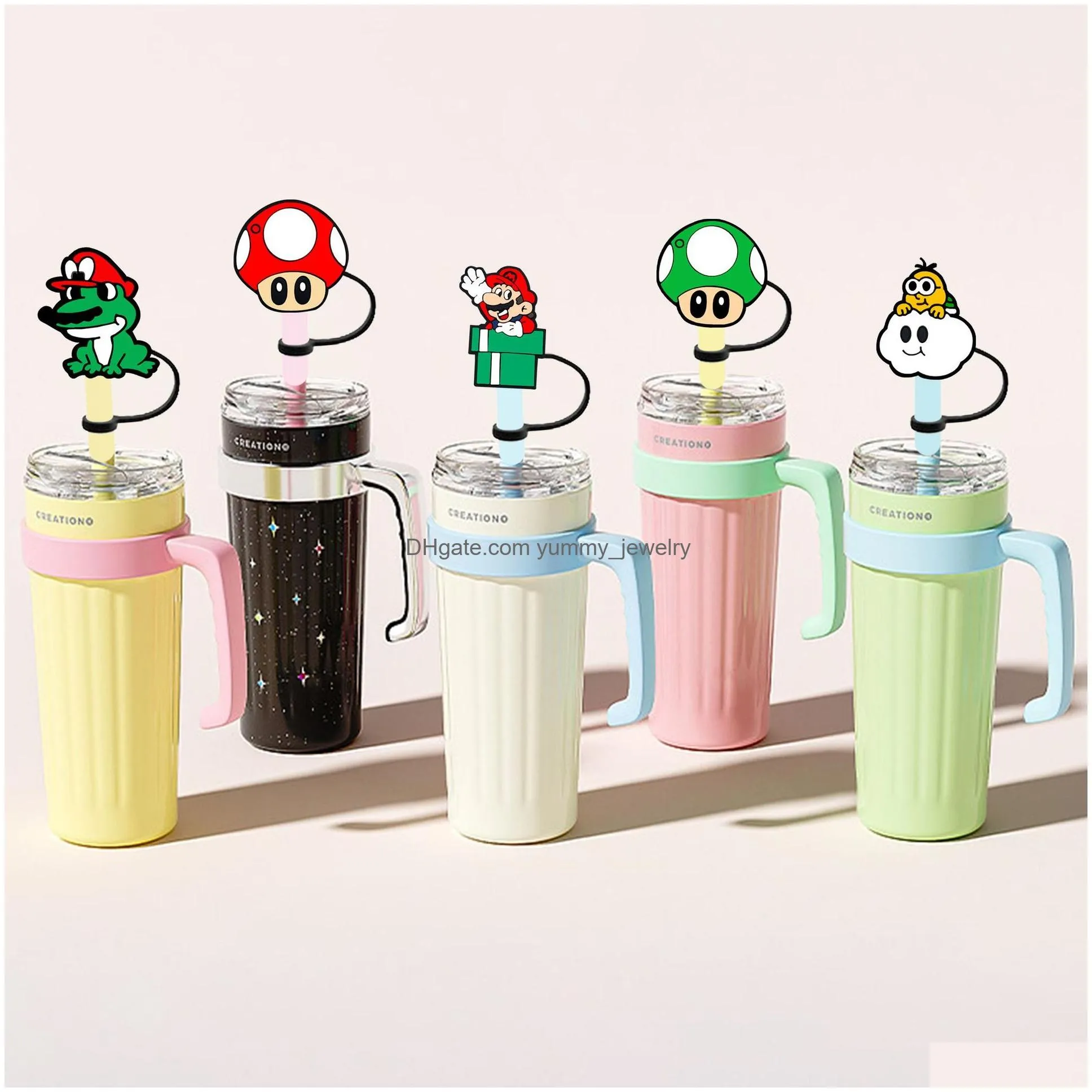 childhood vintage game dragon silicone straw toppers accessories cover charms reusable splash proof drinking dust plug decorative 8mm/10mm straw