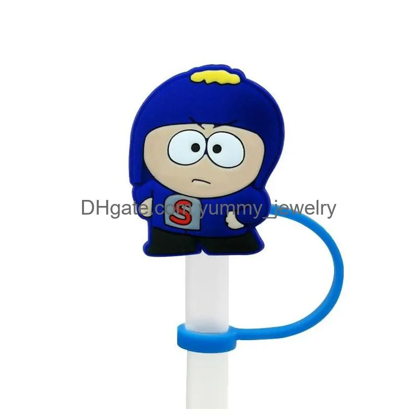 southpark members silicone straw toppers accessories cover charms reusable splash proof drinking dust plug decorative 8mm straw party