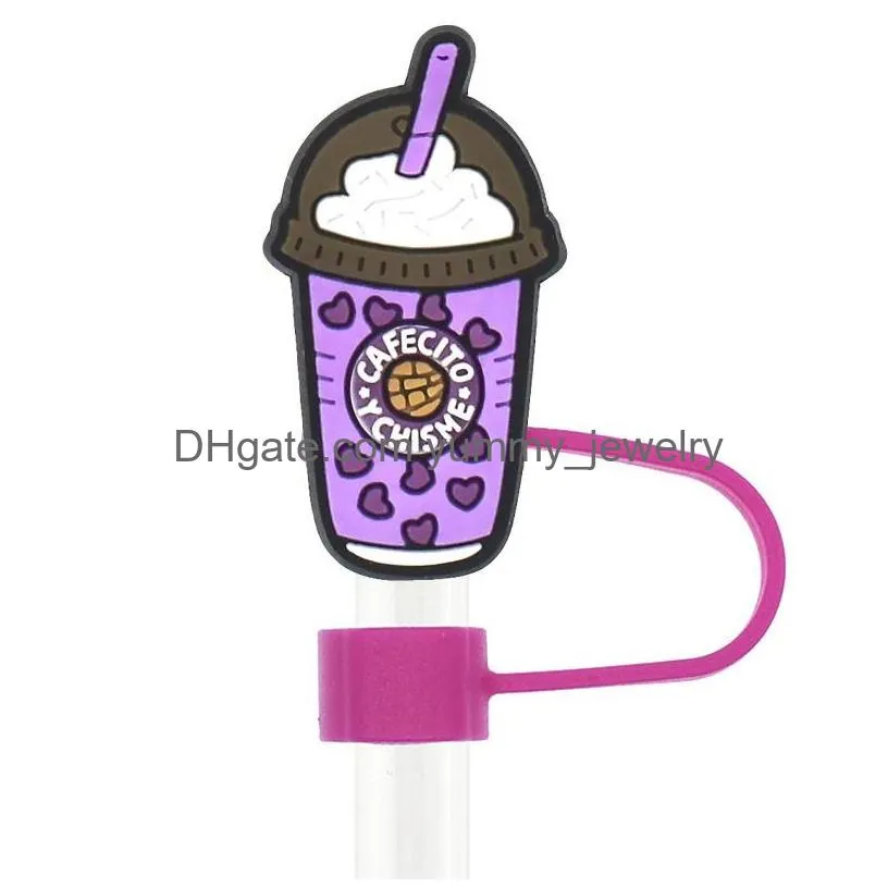 girls sweet milk tea animals silicone straw toppers accessories cover charms reusable splash proof drinking dust plug decorative 8mm/10mm straw