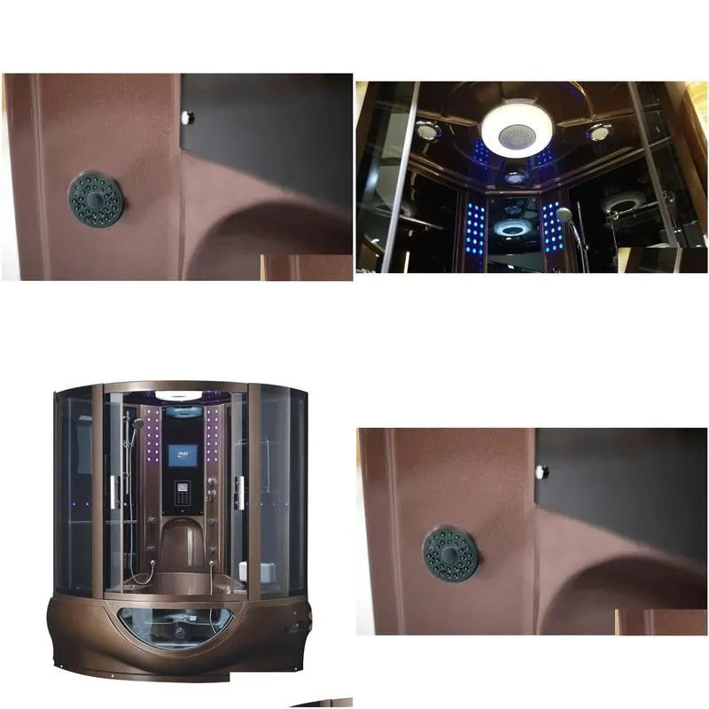 1500mmx1500mmx2150mm luxury steam shower enclosure mult-functional tv computer control wet coffe gold sauna room 082