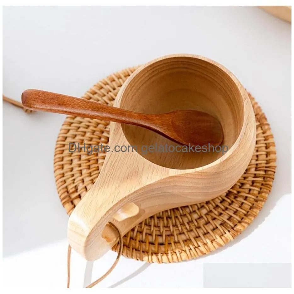 rubber wood water cup japanese style wooden milk cup wooden breakfast cup mugs beer milk mug coffee water bottle kitchen tools