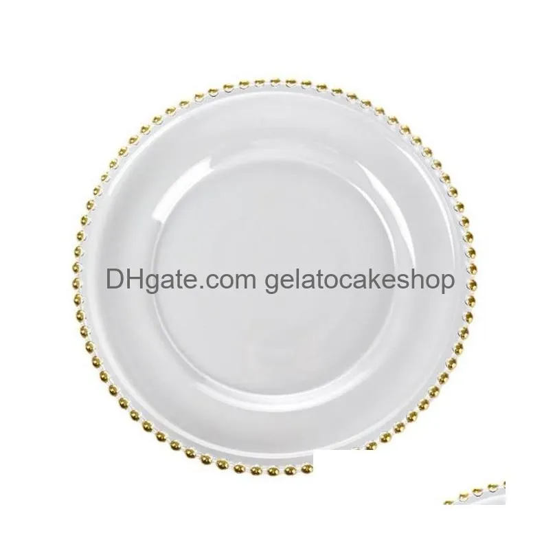 bead glass dinner plate european creative western food plate saucer plated dinner plate gold bead plate glass disc