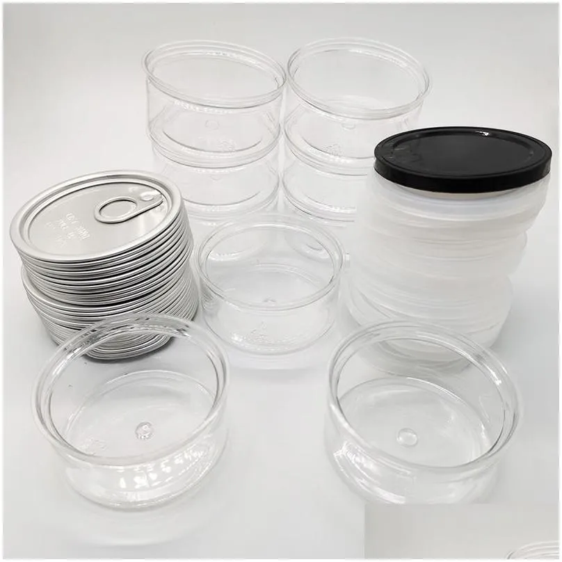 Food Savers & Storage Containers Food Packaging Plastic Clear Containers Empty Tin Cans 3.5G Black Lids Drop Delivery Home Garden Kitc Otvf5