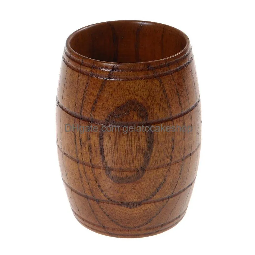 wooden big belly cup handmade water coffee mug cup tea beer juice milk mugs drink cups