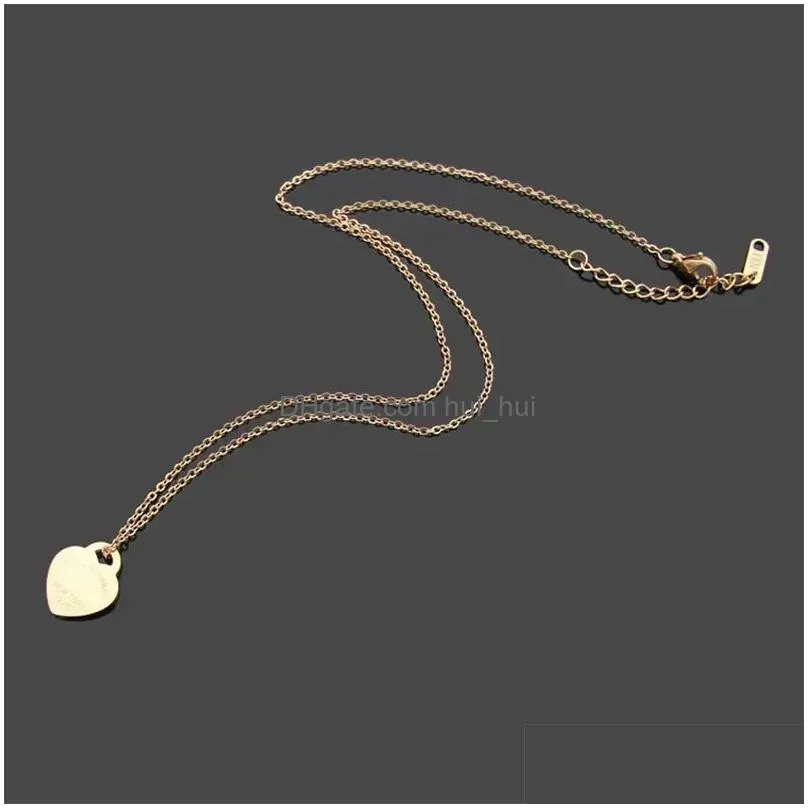 Pendant Necklaces Designer Jewelry Heart Necklace Elegant Rose Gold Valentine Day Tiff Style Luxury Drop Delivery Pendants Dhgsw