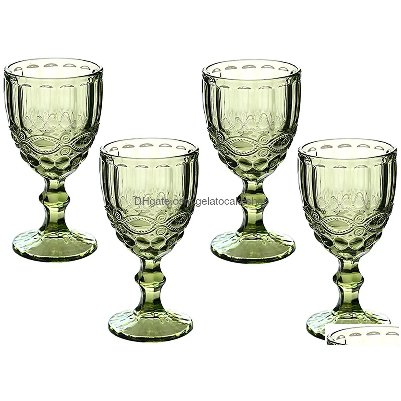 retro colored wine glass cup wedding decoration green pearl embossed wine glasses goblet milk juice sparkling champagne glass