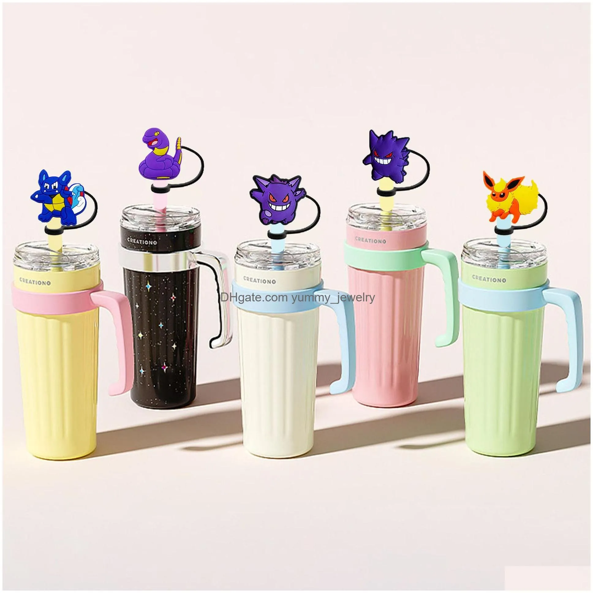 childhood game yellow elf dragon friends silicone straw toppers accessories cover charms reusable splash proof drinking dust plug decorative 8mm/10mm straw