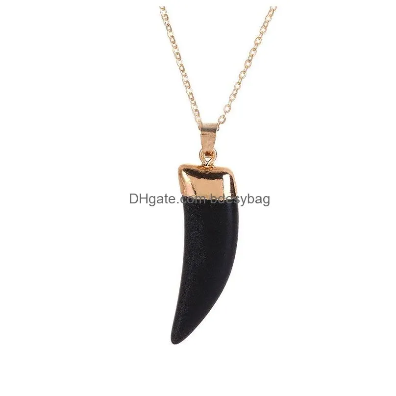 Natural Black Crystal Stone Energy Pendant Necklaces With Chain For Women Girl Men Party Club Decor Jewelry